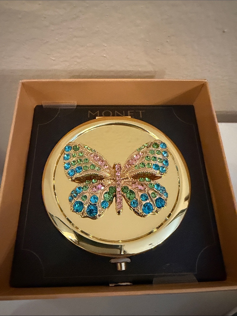 Monet Butterfly Compact Mirror